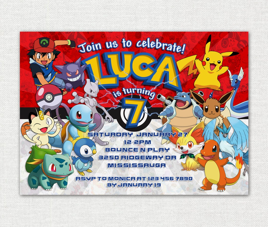 DIY: créer une invitation d'anniversaire mobile sur le thème des Pokemon  Invitation  anniversaire, Fête d'anniversaire pokemon, Anniversaire pokemon