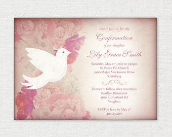 Confirmation Girl Floral Vintage Invitation / Confirmation Girl Invitation / DIY Printable