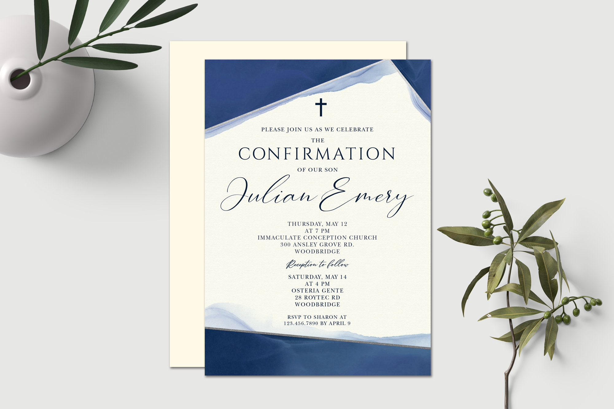 Confirmation Invitation / Confirmation Blue Invitation / Confirmation  Geometric Invitation / DIY Printable - Etsy