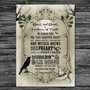 Vintage Halloween Adult Party, Halloween Party Invitation, Halloween Printable image 2