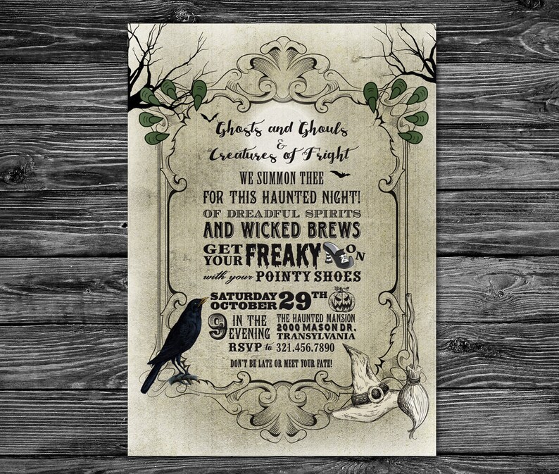 Vintage Halloween Adult Party, Halloween Party Invitation, Halloween Printable image 2