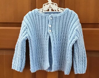 Beautiful Blue Baby Boy Sweater Hand Knitted