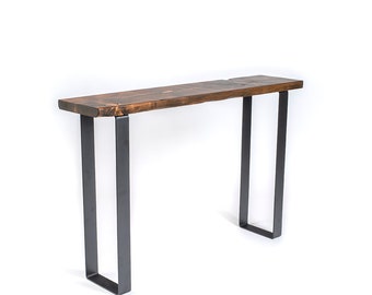 FREE SHIPPING Steel and wood console table || rustic entry table || industrial steel wood sofa table || wood metal foyer table