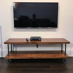 Modern industrial TV stand | rustic industrial coffee table | industrial chic console table | rustic furniture | pipe wood table bench