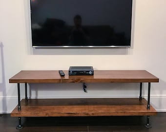 Modern industrial TV stand | rustic industrial coffee table | industrial chic console table | rustic furniture | pipe wood table bench