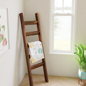 Modern wood blanket ladder | wooden towel ladder rack | nursery decor | housewarming gift | rustic ladder farmhouse ladder | holiday gift