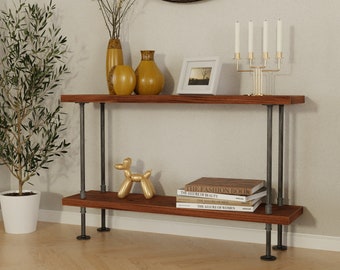 Pipe and wood console table || steel wood sofa table || modern entryway table