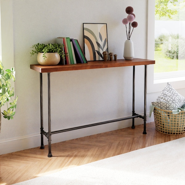 Wood and pipe console table || rustic console table || modern entryway table || foyer table || rustic sofa table || chic tv stand