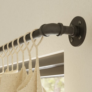 Industrial pipe curtain rod || metal curtain pole || custom steampunk curtain rod