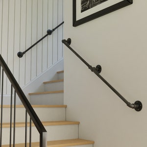 Industrial Pipe Railing || rustic industrial handrail || metal stair railing || gas pipe rail