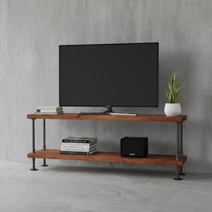 Industrial TV stand || media console || bookshelf || rustic TV stand || industrial chic furniture || steampunk || modern steel wood TV stand