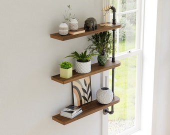 FREE SHIPPING | Swivel shelf | pipe and wood shelf | rotating shelf | plant shelf | swivel plant shelf | display shelf | plant display rack