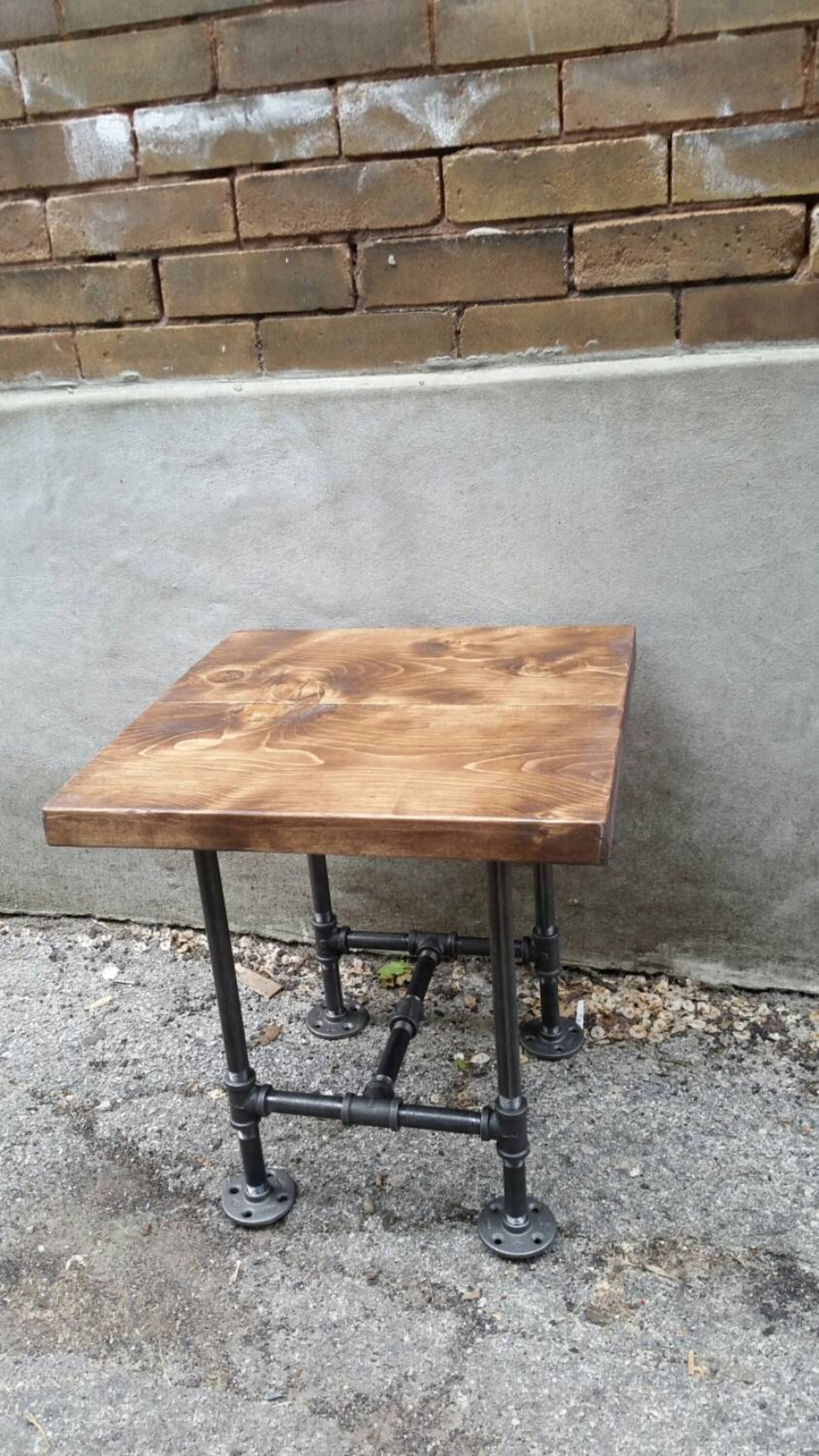 Industrial pipe and wood side table rustic industrial end Etsy