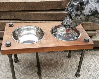 Rustic industrial elevated pet feeder || elevated dog bowl || rustic pet bowl feeder || pet bowls