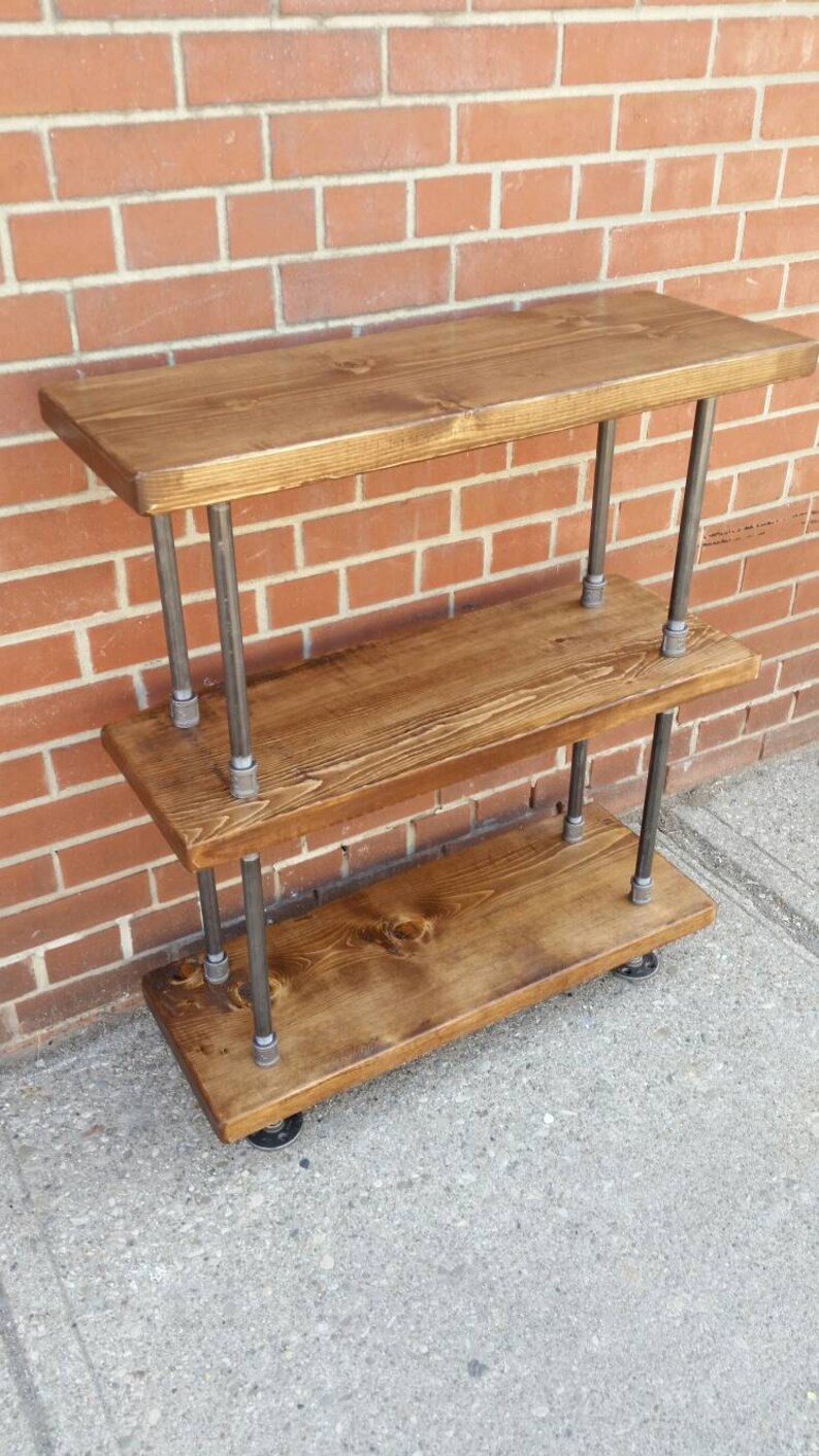 Steel and Wood Bookcase Pipe and Wood Bookshelf Rustic Etsy