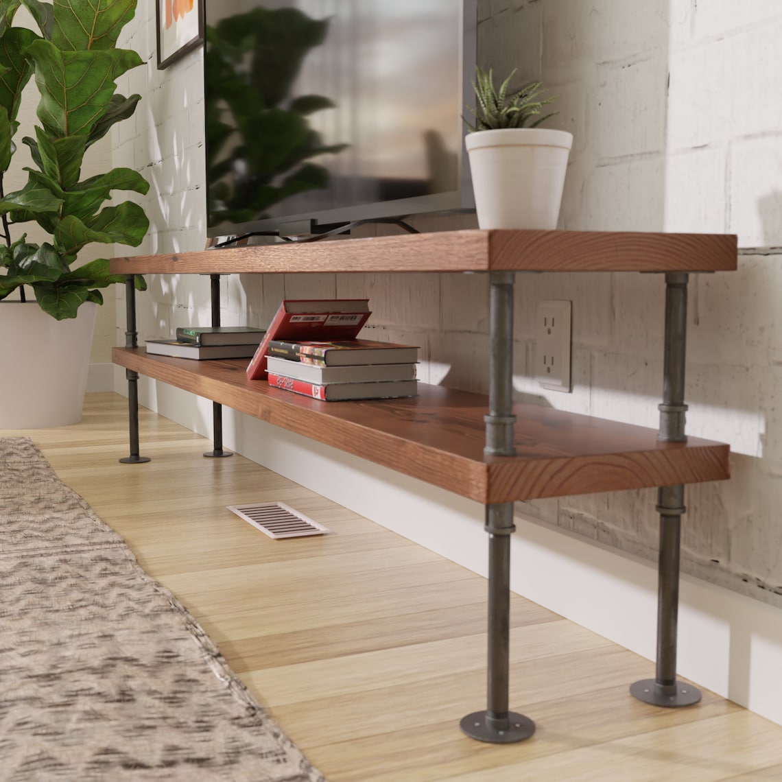 Industrial Pipe And Wood TV Stand Media Console Etsy industrial-pipe-and-wood-tv-stand-media-console-etsy