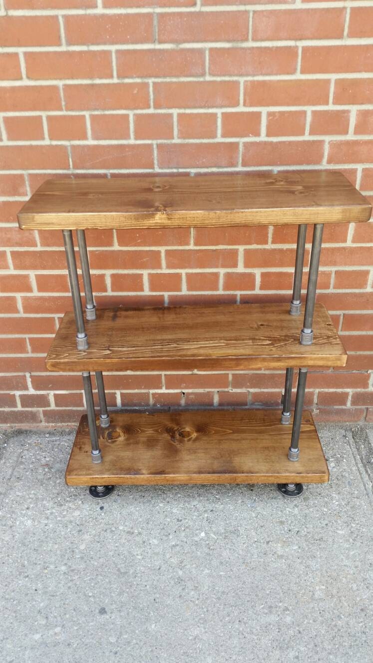 Steel and Wood Bookcase Pipe and Wood Bookshelf Rustic Etsy Canada