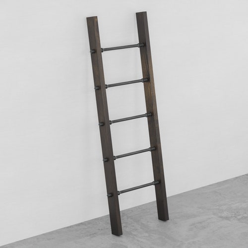 Industrial Blanket Ladder. Steel Pipe and Rustic Wood Ladder. Etsy