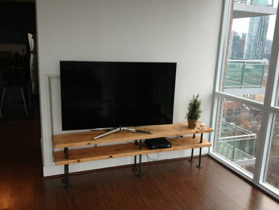 Industrial Pipe And Wood Tv Stand Entertainment Unit Etsy