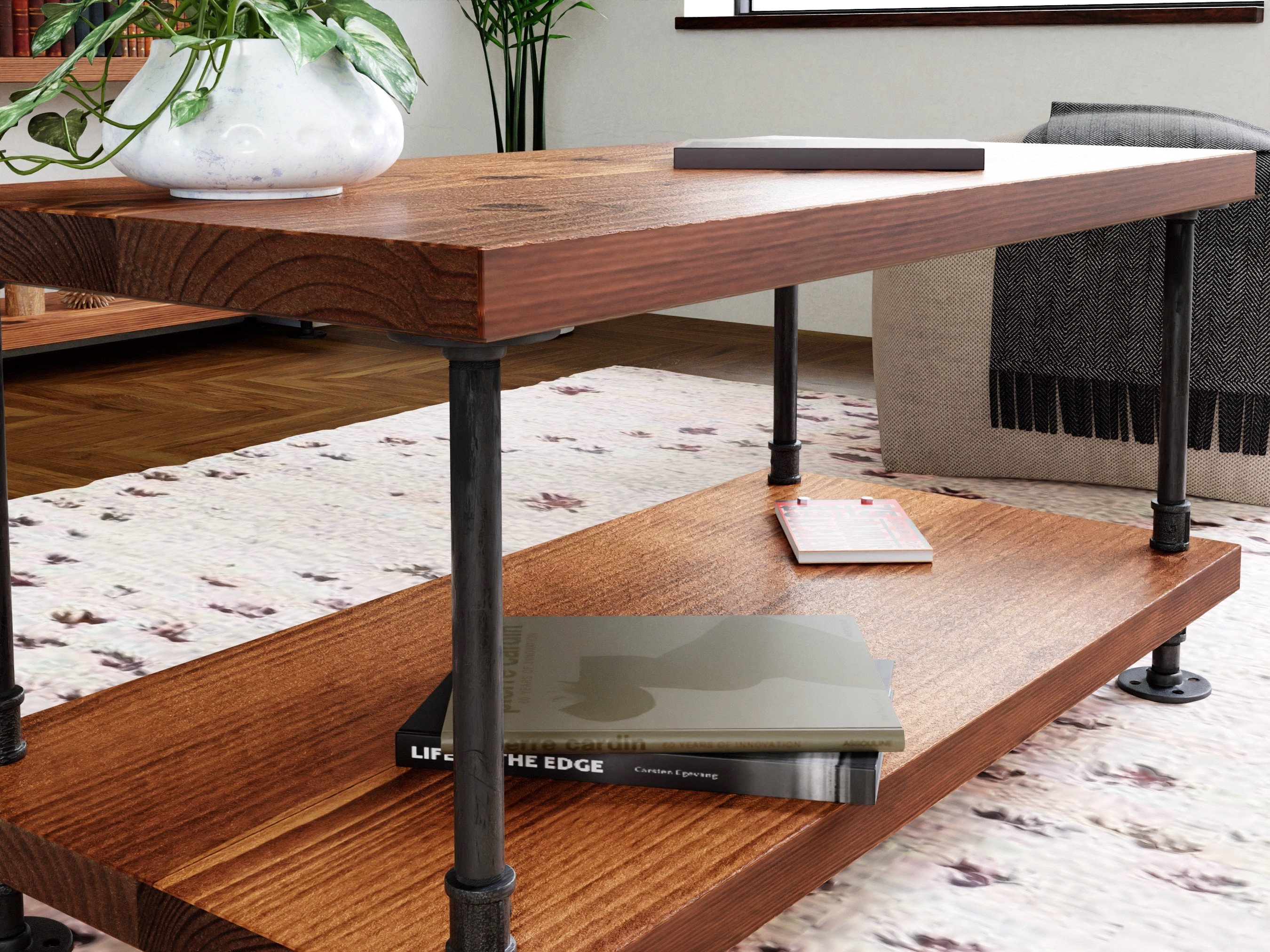 Industrial Pipe and Wood Coffee Table || Rustic Coffee Table