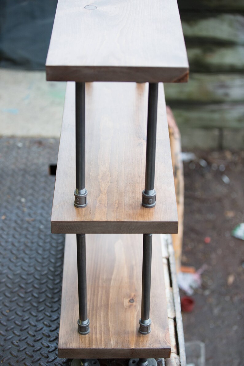 Steel and Wood Bookcase Pipe and Wood Bookshelf Rustic Etsy