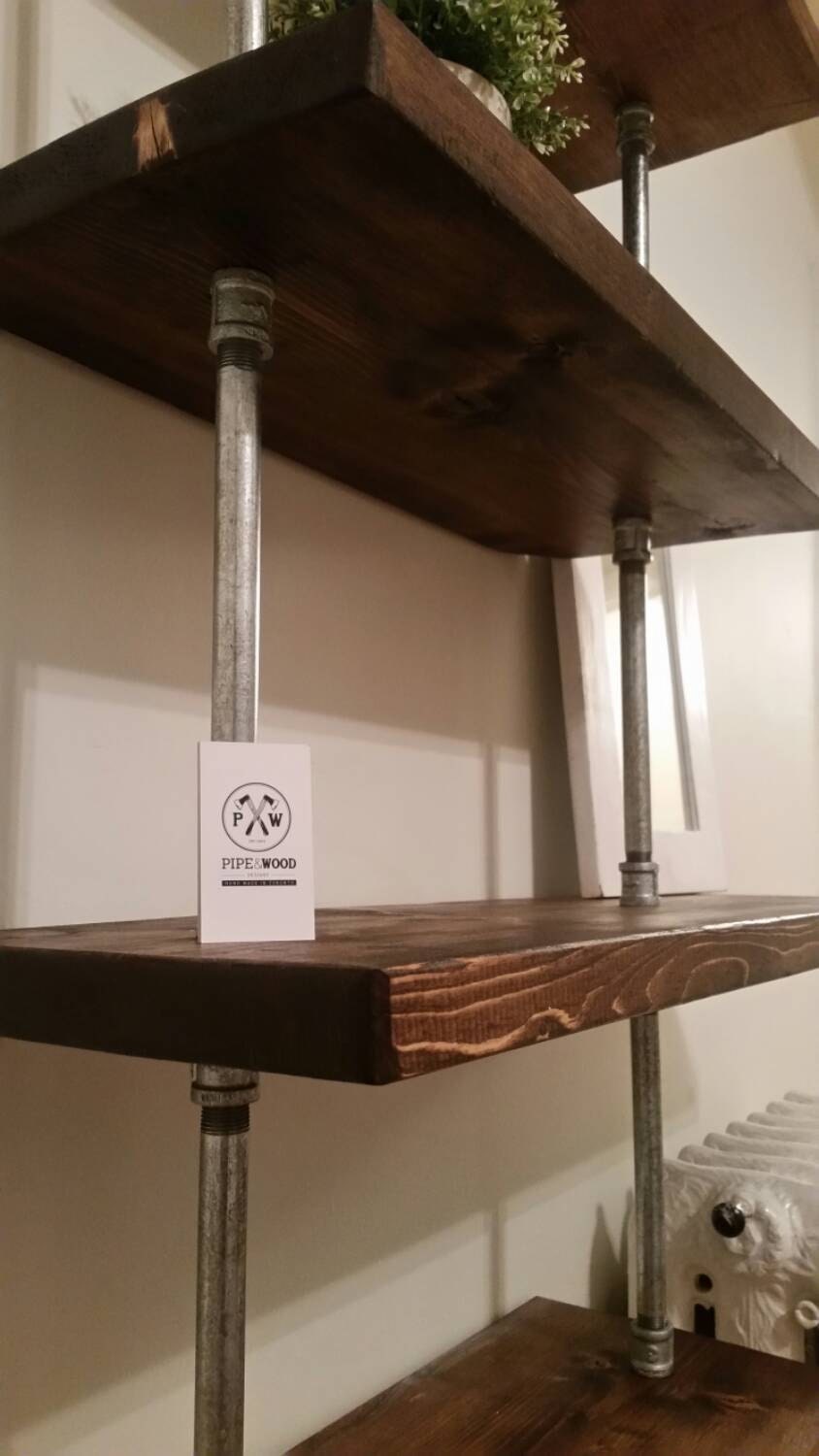 Rustic Industrial Pipe and Wood Shelving Unit Floor to Ceiling Etsy
