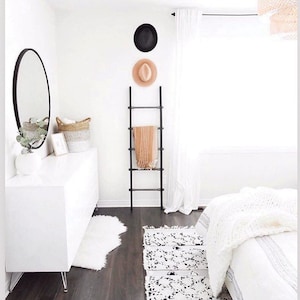 FREE SHIPPING Slim blanket ladder || solid chic blanket quilt ladder || modern blanket ladder || modern pipe wood towel ladder rack