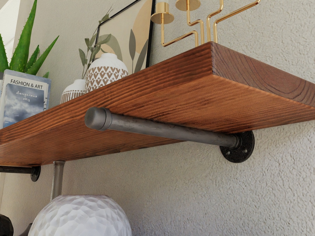 Industrial Pipe Shelf Bracket Pipe Bracket Shelf Mount Etsy