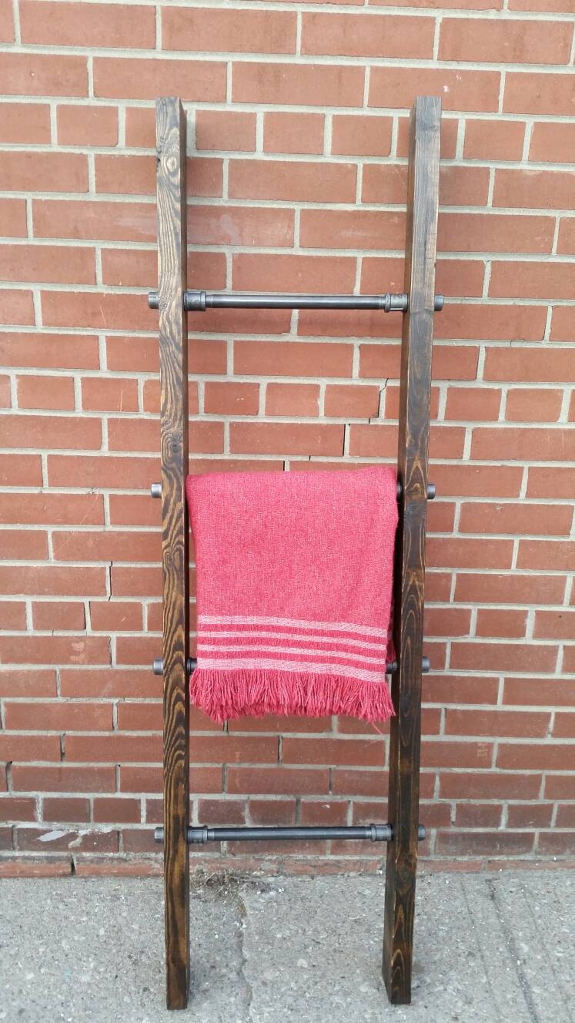 FREE SHIPPING industrial pipe and wood blanket ladder Etsy