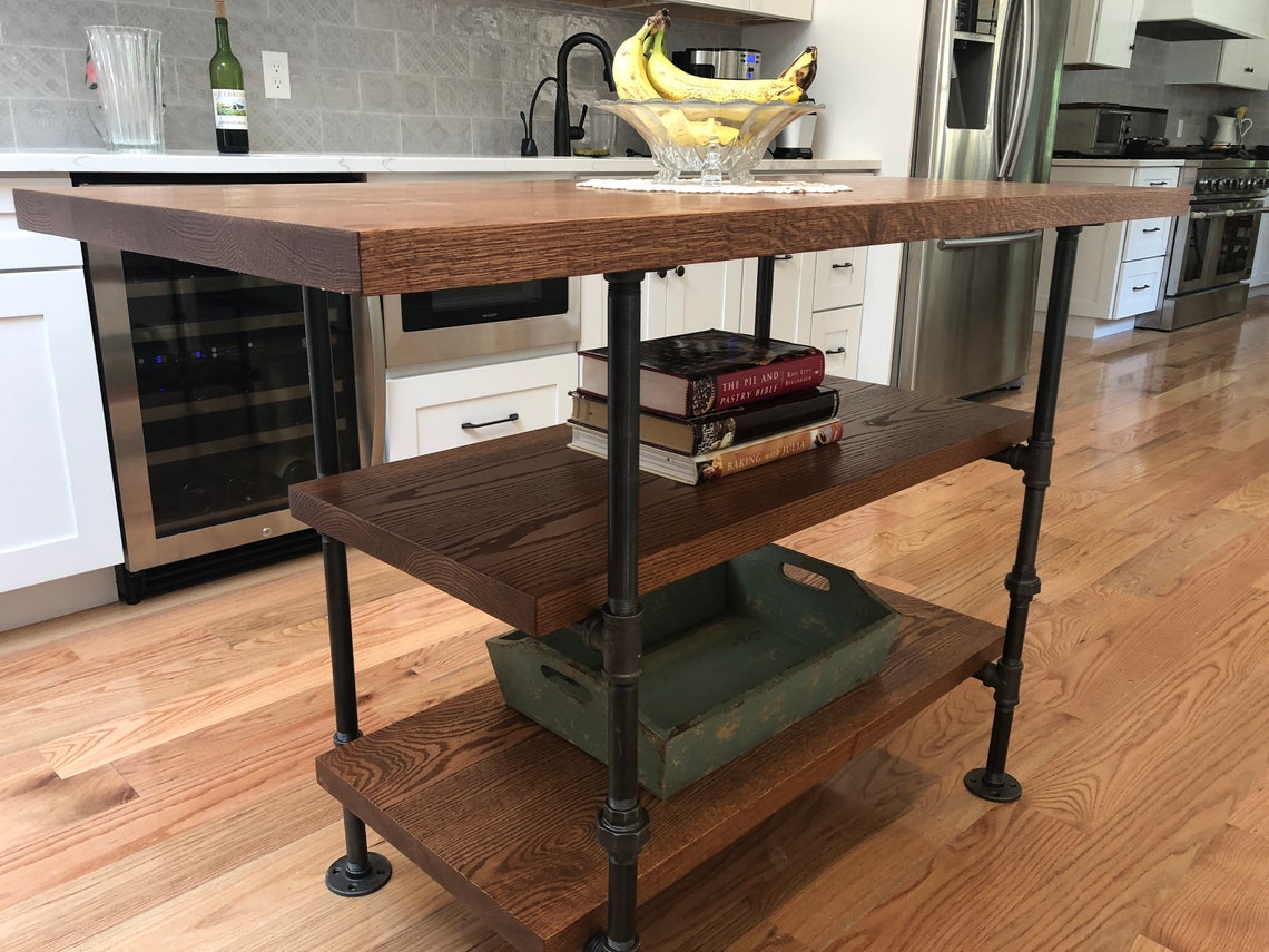 Industrial Pipe and Wood Kitchen Island Steel and Wood Etsy