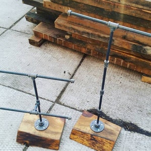 Rustic industrial pipe and wood jewelry display | rustic jewelry storage rack | two tier jewelry display