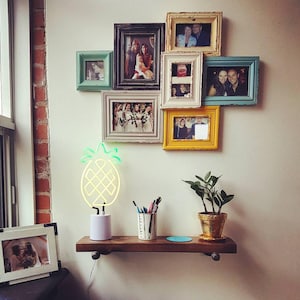 FREE SHIPPING solid wood shelf with industrial pipe mount || pipe wood shelves || bathroom shelf || farmhouse floating shelf || modern shelf image 7
