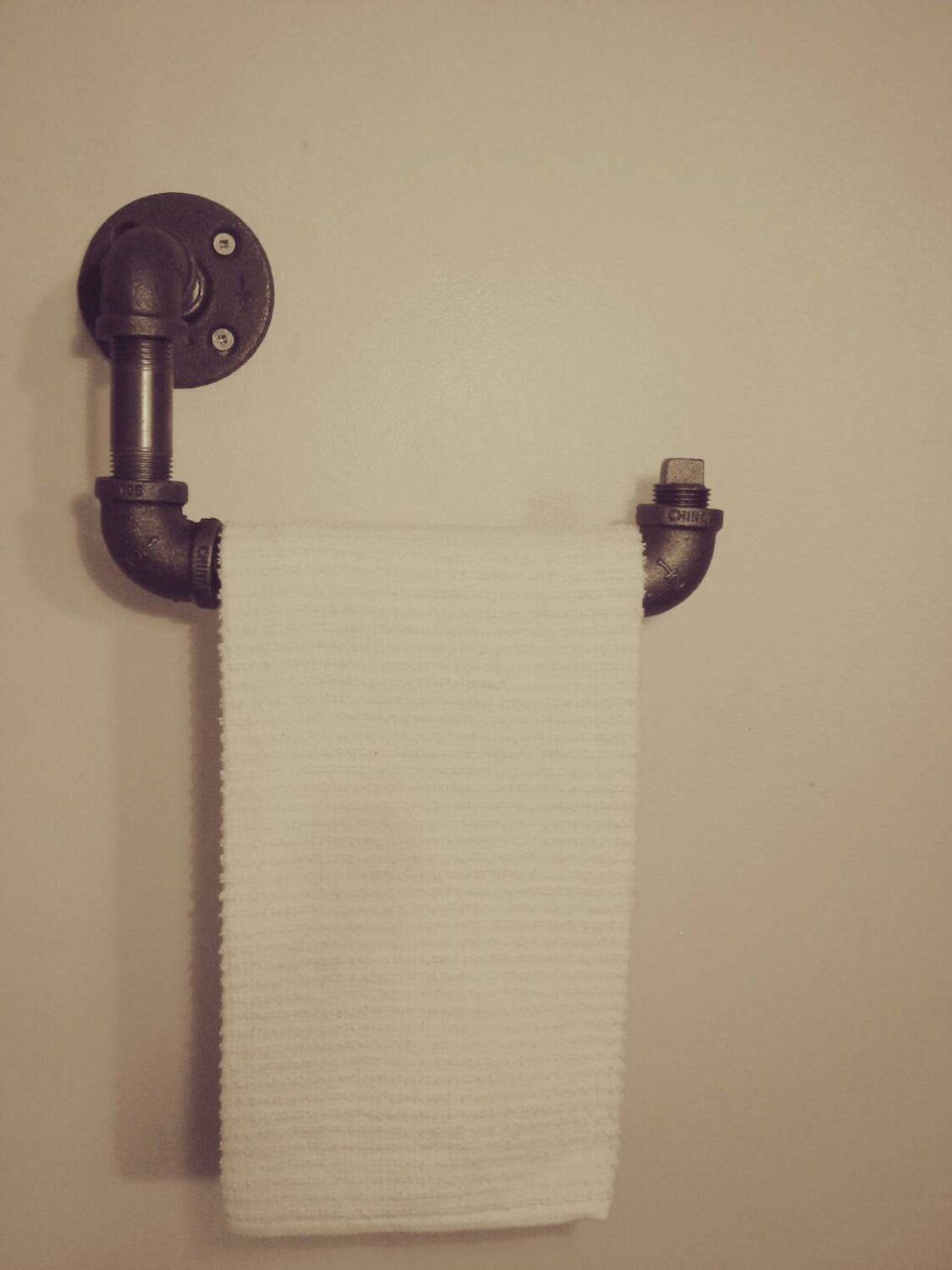 Industrial pipe hand towel rack towel bar Etsy