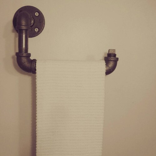 Industrial Pipe Hand Towel Rack Towel Bar Etsy