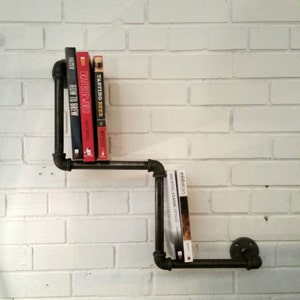 Rustic industrial pipe bookcase | industrial pipe bookshelf | gas pipe shelf | metal steel bookshelf