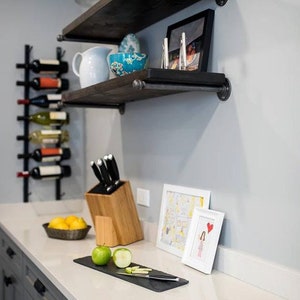 FREE SHIPPING solid wood shelf with industrial pipe mount || pipe wood shelves || bathroom shelf || farmhouse floating shelf || modern shelf image 9