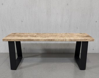 Modern wood + metal bench || steel and wood entryway bench || rustic industrial bench