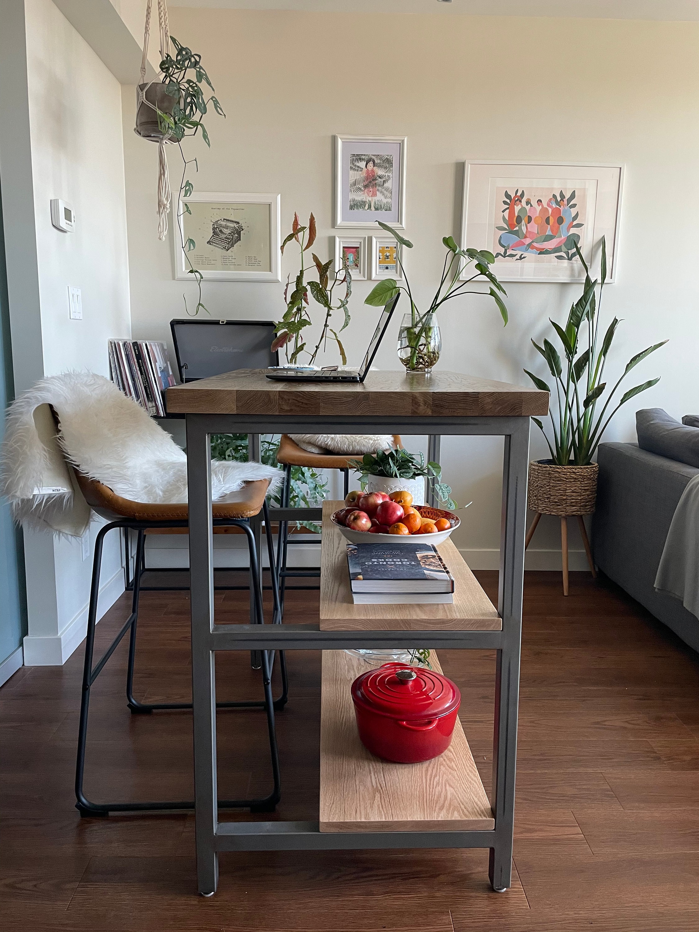 Isla de cocina de madera y acero // mesa de metal de madera // | Etsy