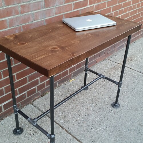 Rustic steel and wood desk | pipe and wood coffee table | rustic industrial desk | reclaimed wood option table| iron and wood table tv stand