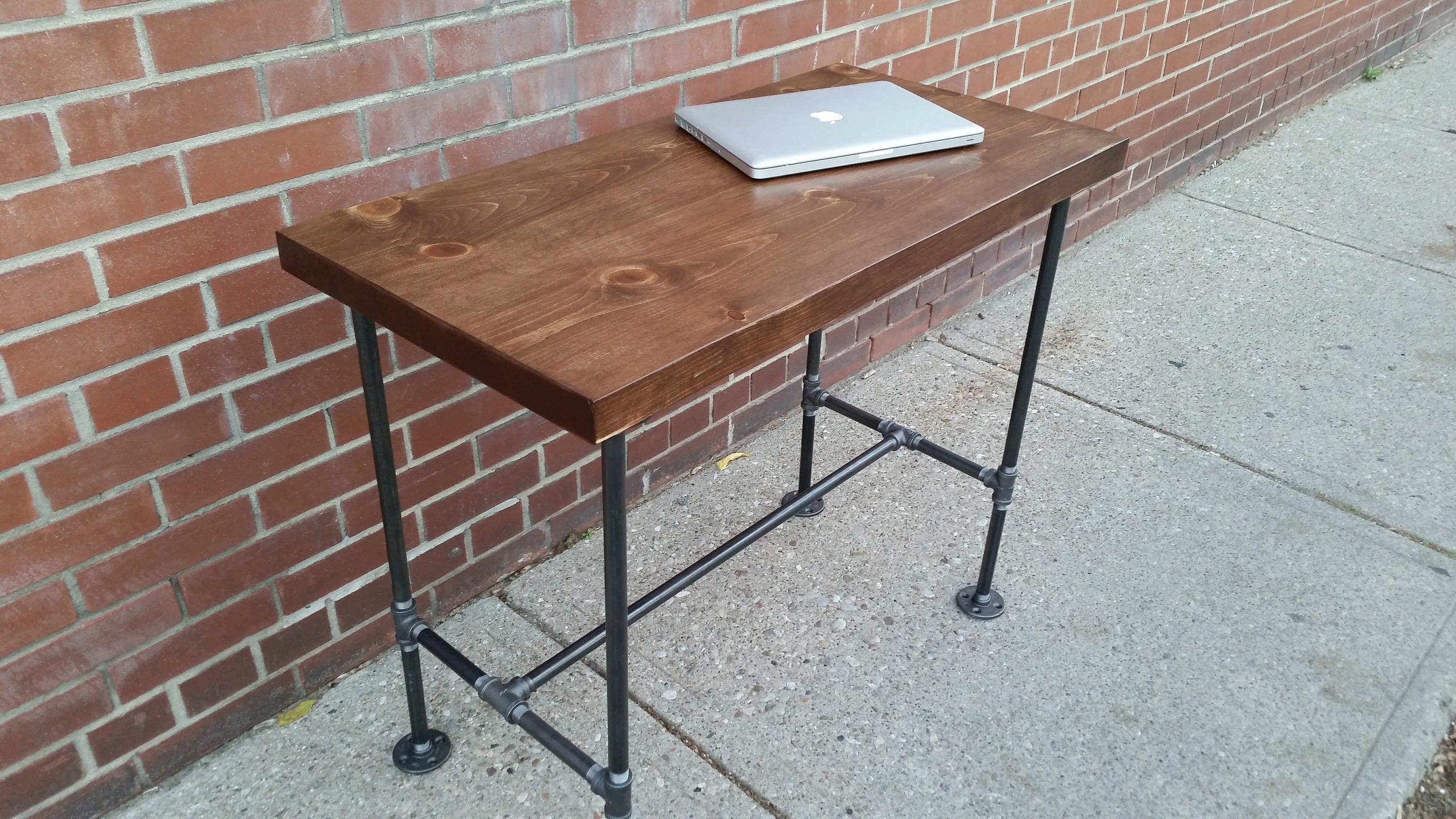 Rustic steel and wood desk | pipe and wood coffee table | rustic industrial desk | reclaimed wood option table| iron and wood table tv stand
