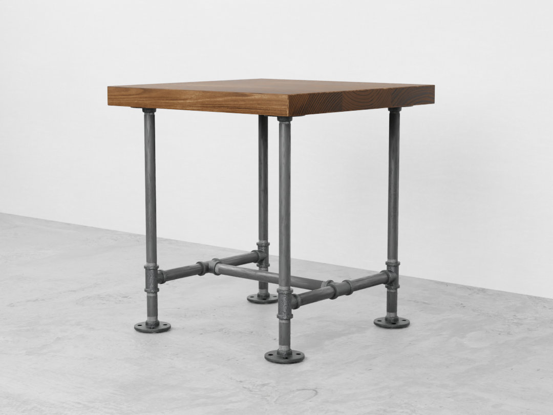 Industrial Pipe and Wood Side Table Rustic Industrial End Table
