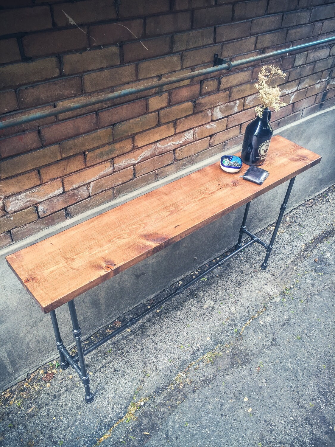 Wood and Pipe Console Table Rustic Console Table Etsy Canada