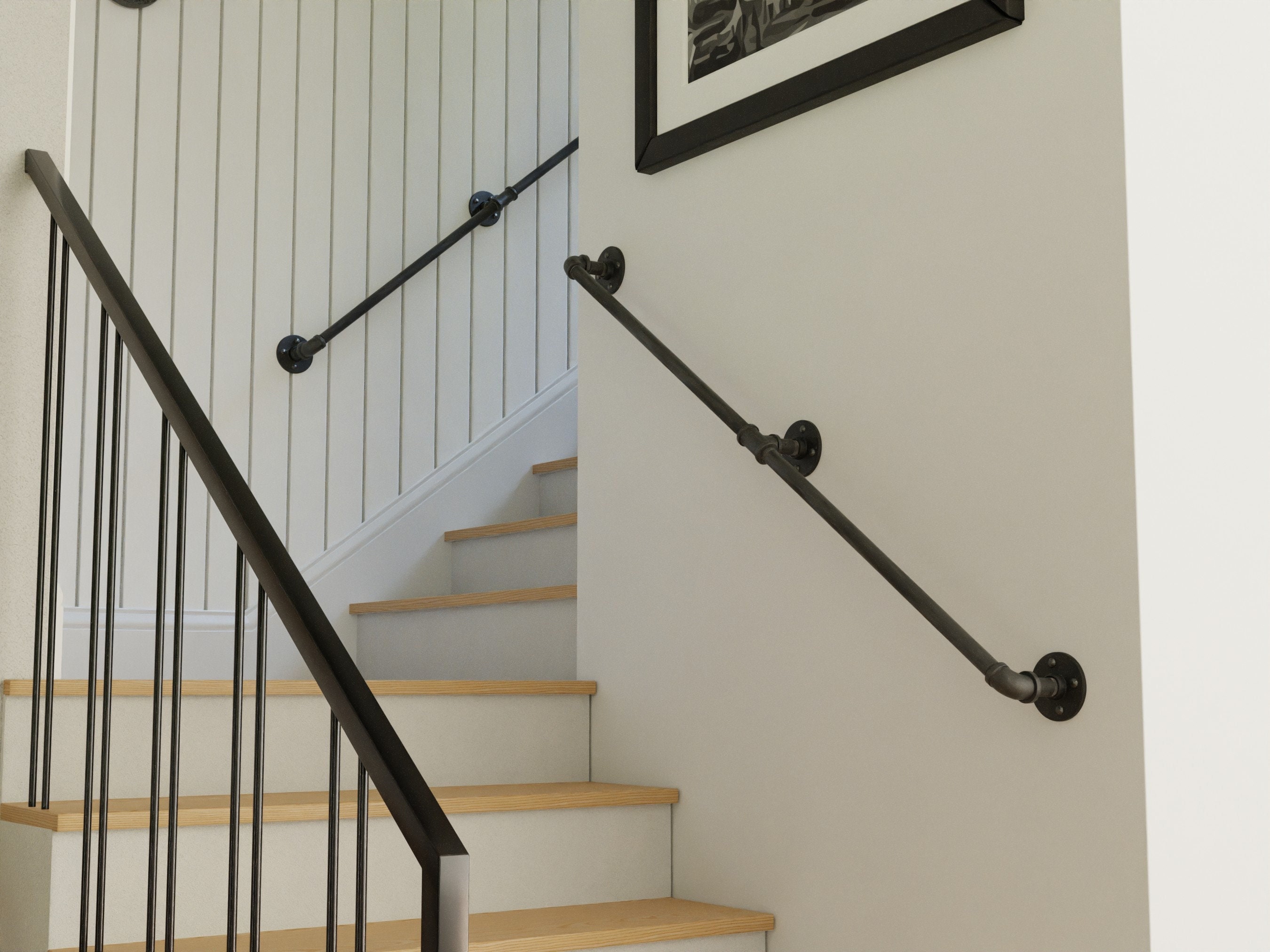Industrial Pipe Railing || Rustic Industrial Handrail || Metal Stair Railing  || Gas Pipe Rail - Etsy, image size:2700x2025