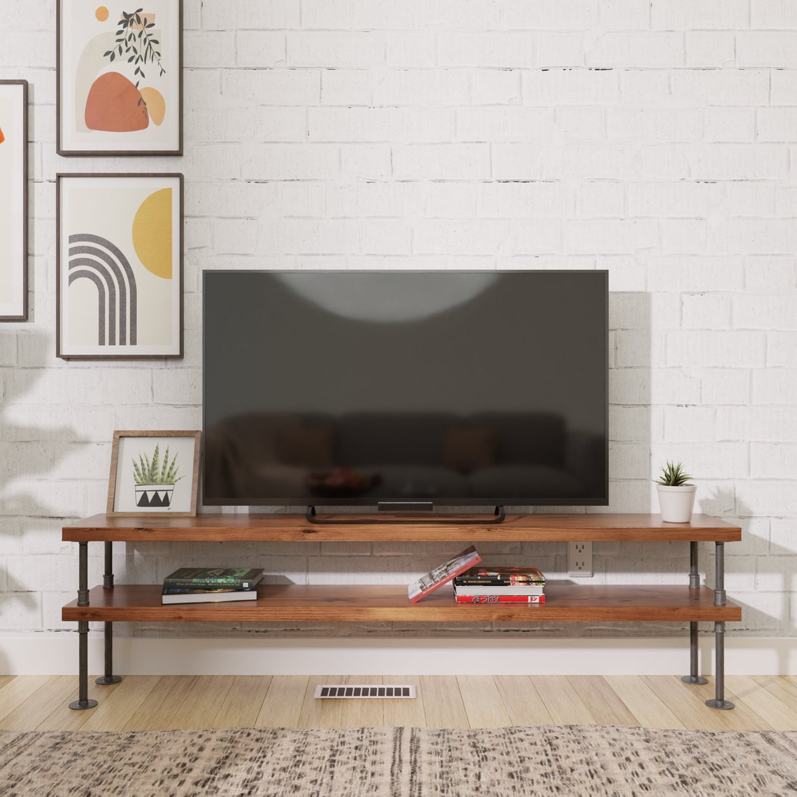 Industrial Pipe and Wood TV Stand Media Console Etsy