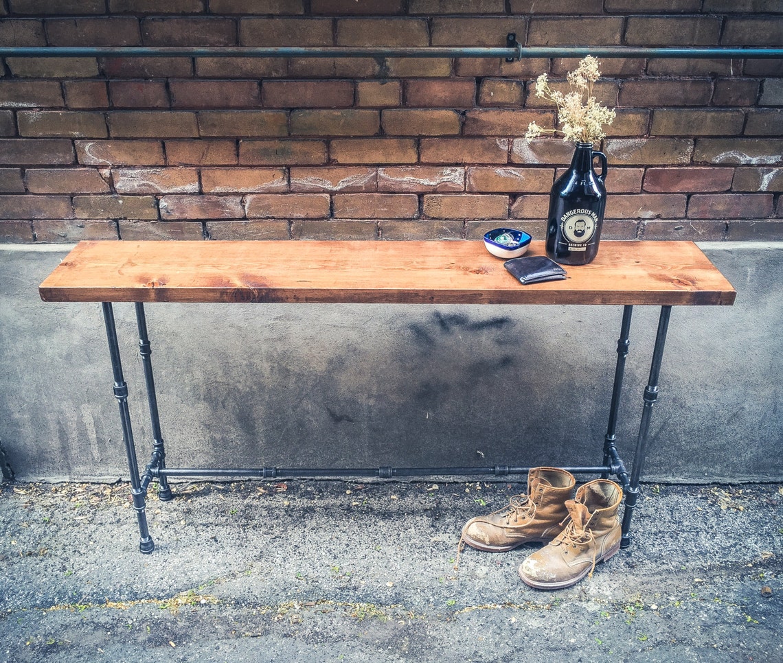 Wood and Pipe Console Table Rustic Console Table Etsy Canada