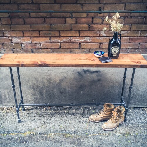 Wood and Pipe Console Table Rustic Console Table Etsy