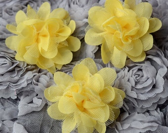 3 Chiffon Tulle Chic Rose Flower Yellow Silk Bridal Wedding Baby Hair Comb Bow Headband Clip or more SF043