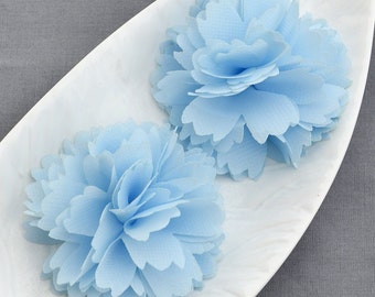10 pcs Light Baby Blue Chiffon Flower Soft Chiffon Fabric Silk Rose Flower Bridal Wedding Garter Headband SF181