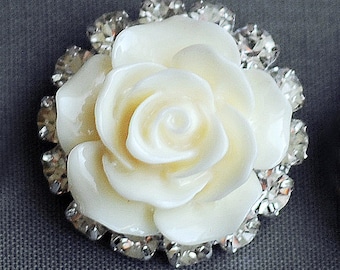Beautiful Wedding Roses Buttons 20 x ~20mm Ivory Pearl 