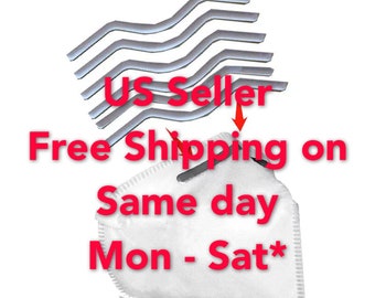 May include: A white face mask with a curved metal nose clip and several additional metal nose clips. The text "US Seller" and "Free Shipping on Same day Mon - Sat*" is in red.